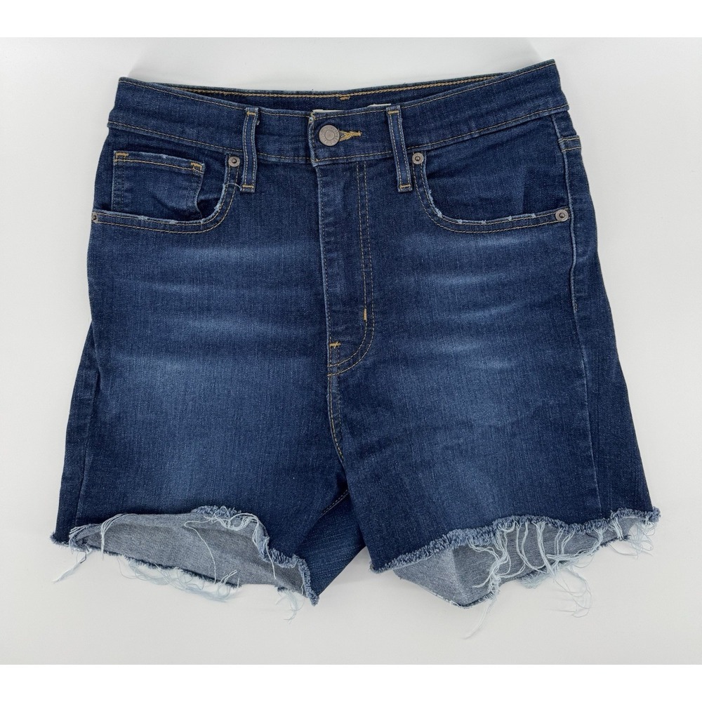 Levi's Mile High Super Skinny High Rise Cut Off Blue Denim Shorts Size 29W‎